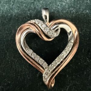 Ralph Lauren Sterling Silver 2-Tone Heart Pendant RL 925 Untested Diamond-Like